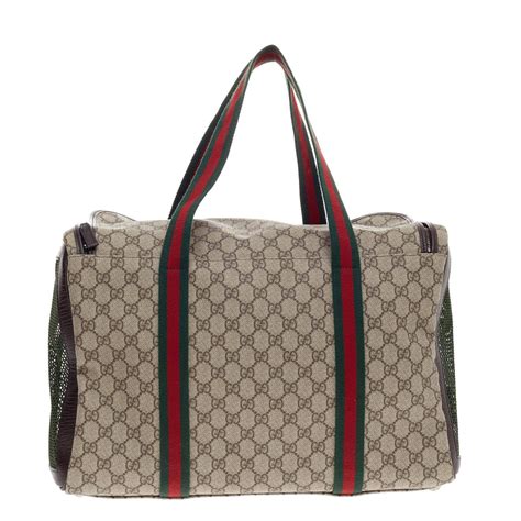 gucci pet carrier canvas large.